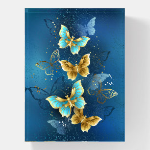 Golden butterflies paperweight