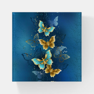 Golden butterflies paperweight