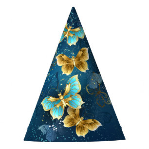 Golden butterflies party hat