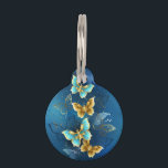 Golden butterflies pet ID tag<br><div class="desc">Composition of flying,  jewelry,  gold and dark butterflies on textured jewelry background. Golden butterfly.</div>