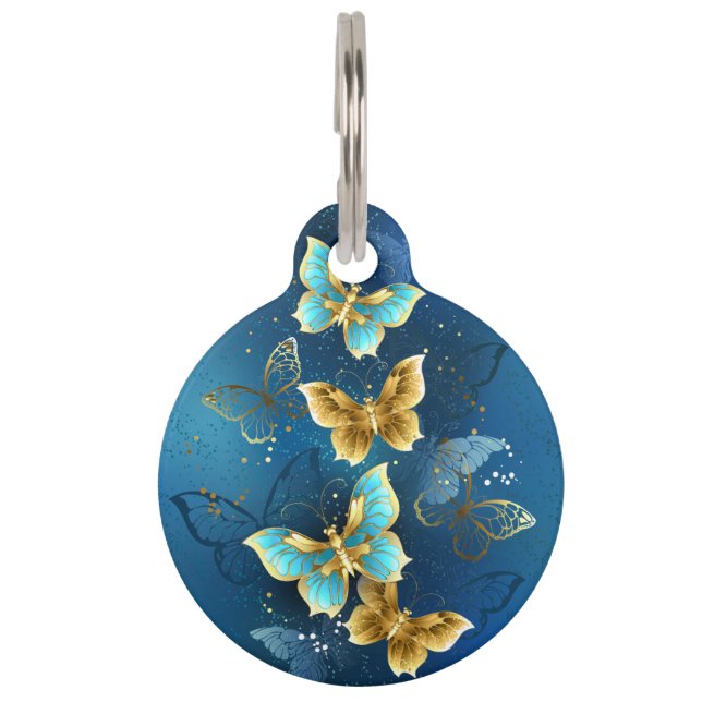 Golden butterflies pet ID tag (Front)