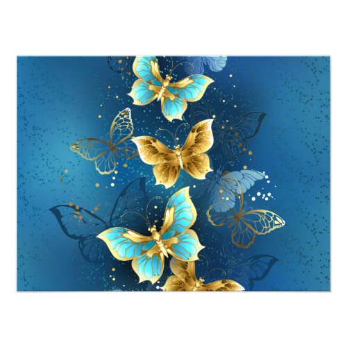Golden butterflies photo print