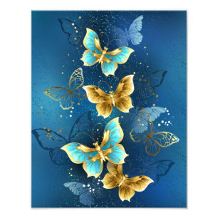 Golden butterflies photo print