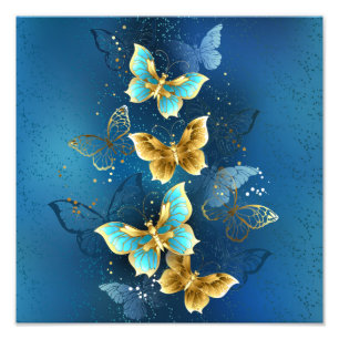 Golden butterflies photo print