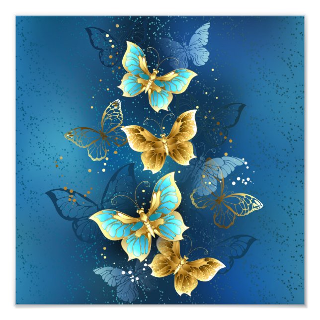 Golden butterflies photo print (Front)