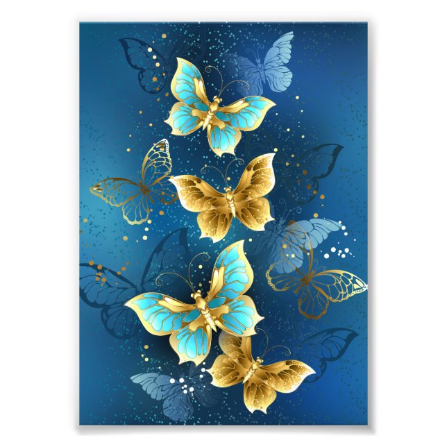 Golden butterflies photo print (Front)