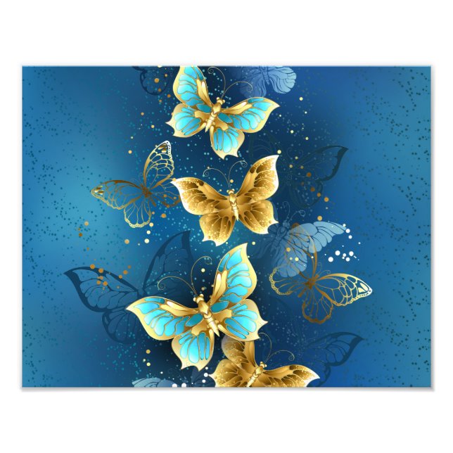 Golden butterflies photo print (Front)