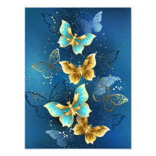 Golden butterflies photo print