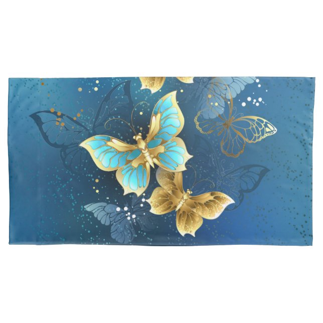Golden butterflies pillow case (Front)