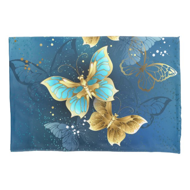 Golden butterflies pillow case (Front-Left)