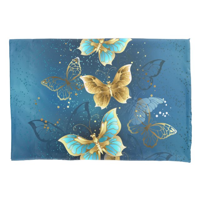 Golden butterflies pillow case (Front)