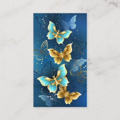 Golden butterflies place card