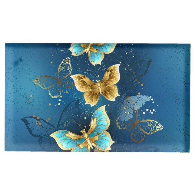Golden butterflies place card holder (Front)