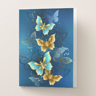 Golden butterflies pocket folder