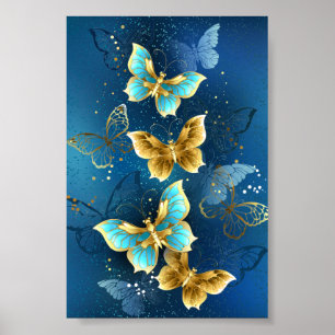 Golden butterflies poster