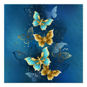 Golden butterflies poster