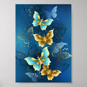 Golden butterflies poster