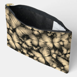 Golden Butterflies Print Accessory Pouch