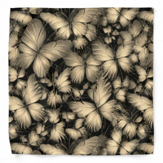 Golden Butterflies Print Bandana