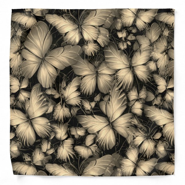 Golden Butterflies Print Bandana (Front)