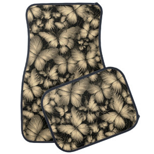 Golden Butterflies Print Car Floor Mat