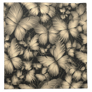 Golden Butterflies Print Cloth Napkin