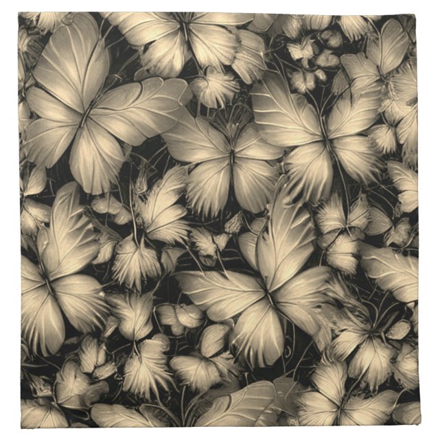 Golden Butterflies Print Cloth Napkin (Front)