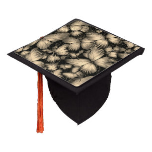Golden Butterflies Print Graduation Cap Topper