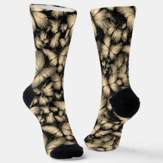 Golden Butterflies Print Socks