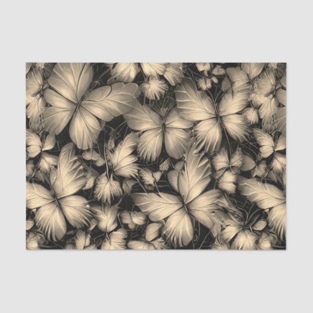 Golden Butterflies Print Tissue Paper (Front)