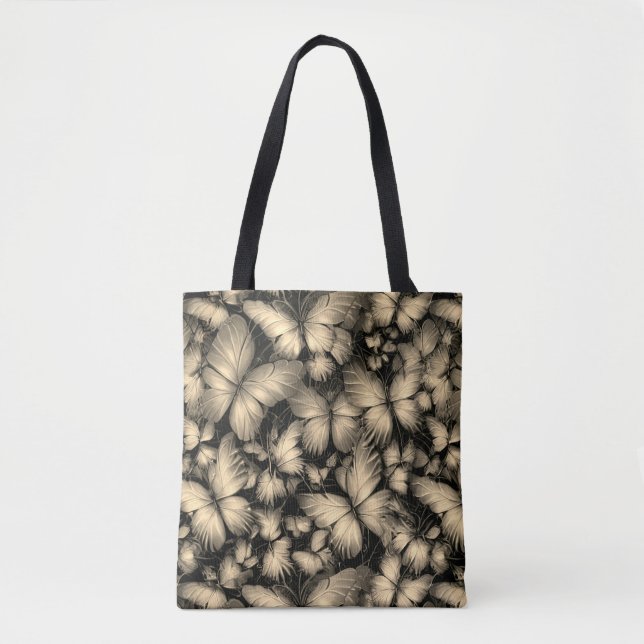 Golden Butterflies Print Tote Bag (Front)