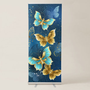 Golden butterflies retractable banner