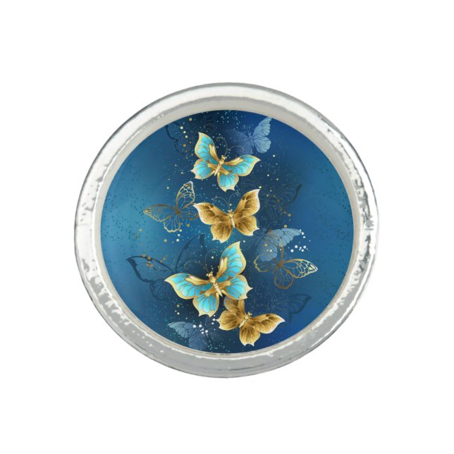 Golden butterflies ring (Front)