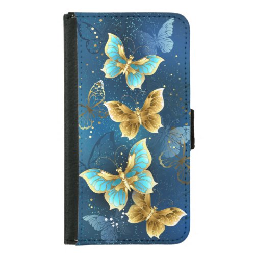 Golden butterflies samsung galaxy s5 wallet case