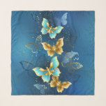 Golden butterflies scarf<br><div class="desc">Composition of flying,  jewelry,  gold and dark butterflies on textured jewelry background. Golden butterfly.</div>