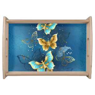 Golden butterflies serving tray