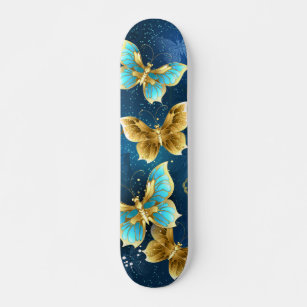 Golden butterflies skateboard