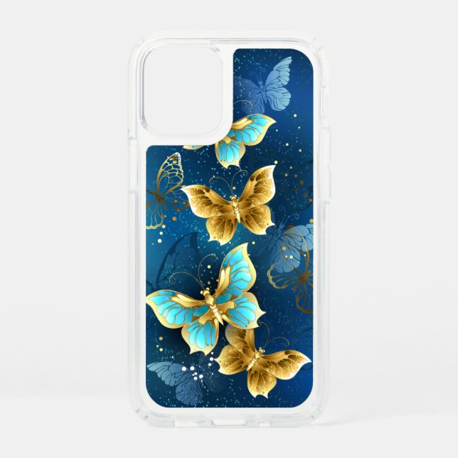 Golden butterflies speck iPhone 12 mini case (Front)