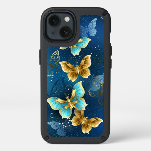 Golden butterflies speck iPhone 13 case