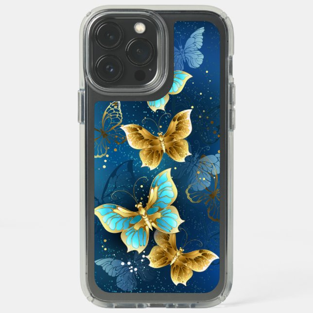 Golden butterflies speck iPhone 13 pro max case (Front)