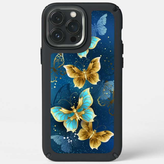 Golden butterflies speck iPhone 13 pro max case (Front)