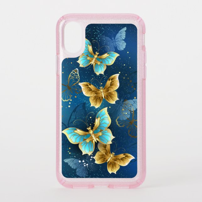 Golden butterflies speck iPhone XS case (Front)