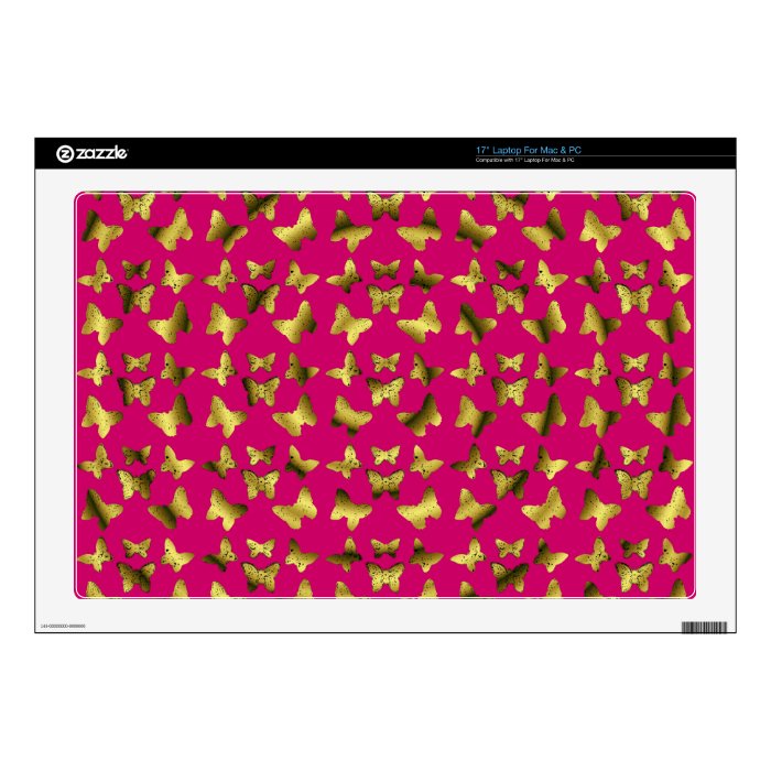 Golden Butterflies Spiral Pattern 17" Laptop Skins