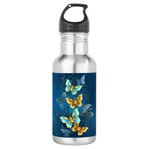 Golden butterflies stainless steel water bottle