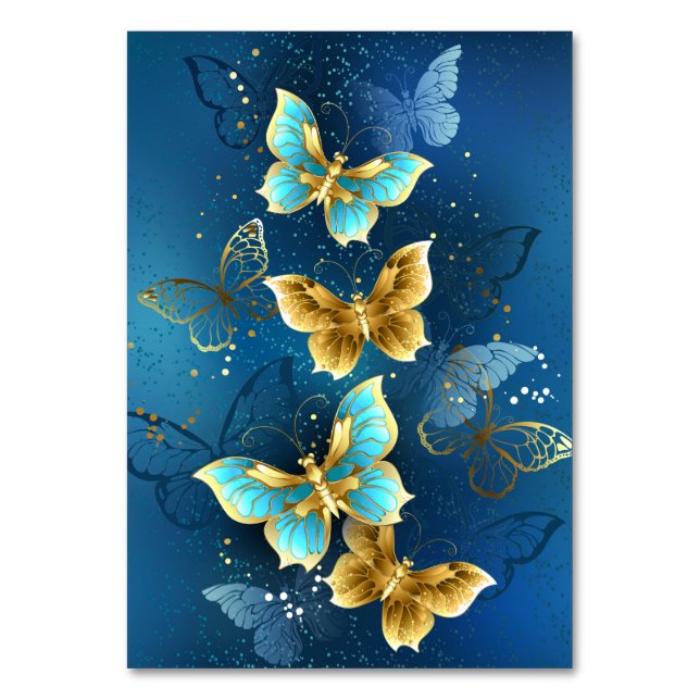 Golden butterflies table number (Front)