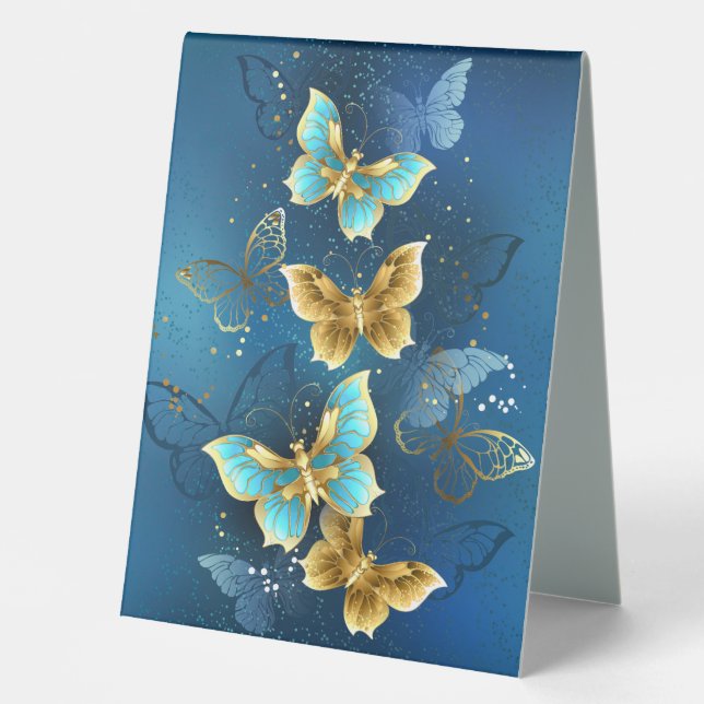 Golden butterflies table tent (Front)