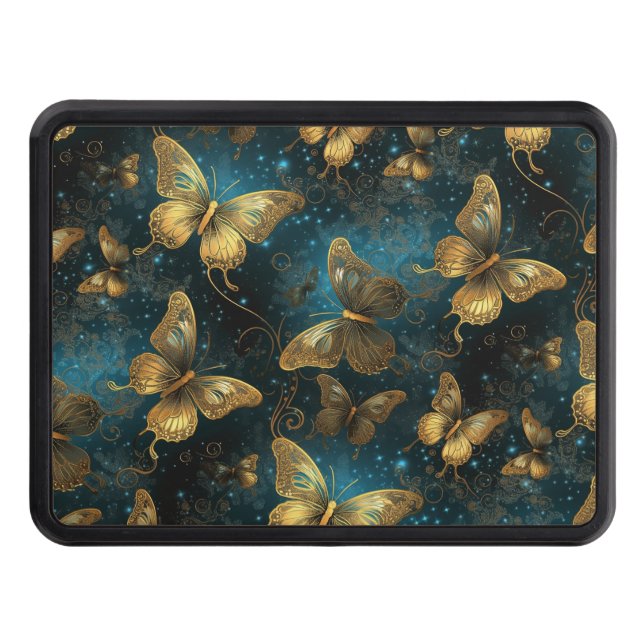 Golden Butterflies Trailer Hitch Cover (Front)