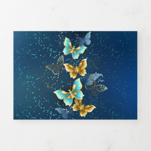 Golden butterflies Tri-Fold card