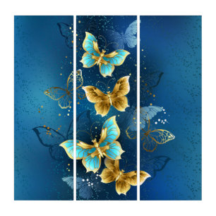 Golden butterflies triptych
