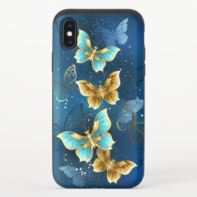 Golden butterflies uncommon iPhone case (Back)